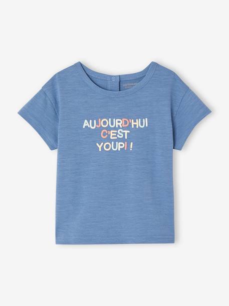 Jungen Baby T-Shirt mit Message-Print - blau+wollweiß - 1