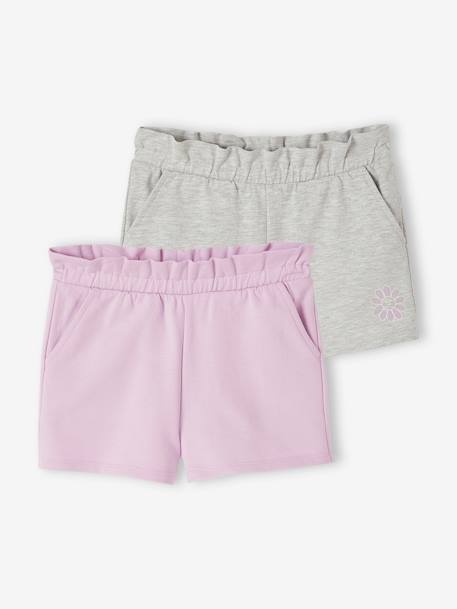 2er-Pack Mädchen Shorts - aprikose+bonbon rosa+malve - 13