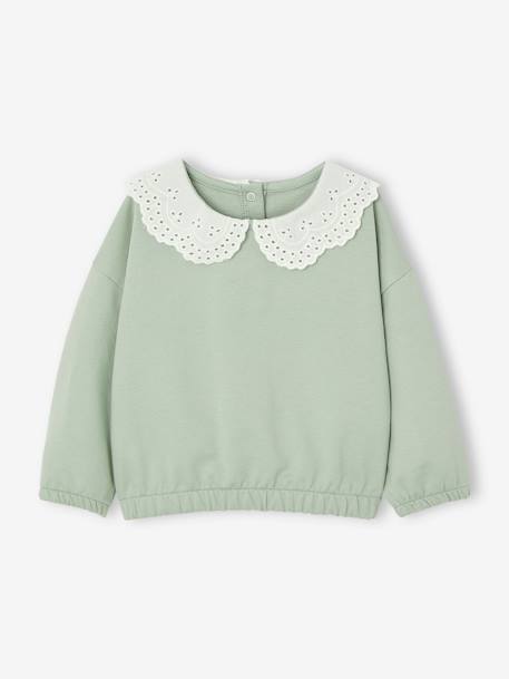 Baby Sweatshirt mit Recycling-Polyester - karamell+salbeigrün - 6