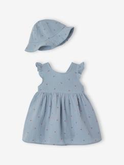 Babymode-Baby-Set aus Musselin: Kleid & Sonnenhut