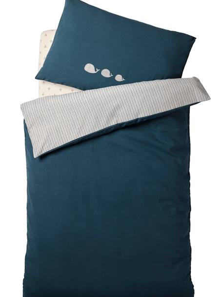 Baby Bettbezug ohne Kissenbezug NAVY SEA Oeko-Tex - blau gestreift - 1