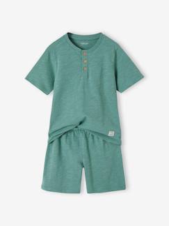 Jungenkleidung-Schlafanzüge-Kurzer Jungen Schlafanzug aus Slub-Jersey, personalisierbar Oeko-Tex