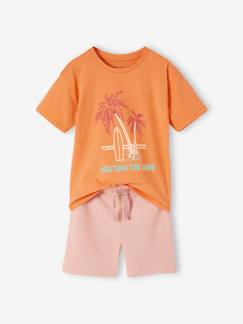 Jungenkleidung-Schlafanzüge-Kurzer Jungen Schlafanzug mit Palmen Oeko-Tex