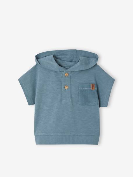 Baby-Set: Kapuzenshirt & Shorts aus Waffelpikee - pfauenblau - 2