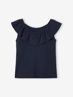Maedchenkleidung-Shirts & Rollkragenpullover-Mädchen Volant-Top aus Pointelle-Jersey Oeko-Tex