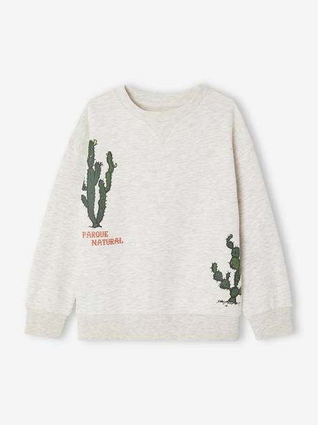 Jungen Sweatshirt, Kaktusprint - beige meliert - 1