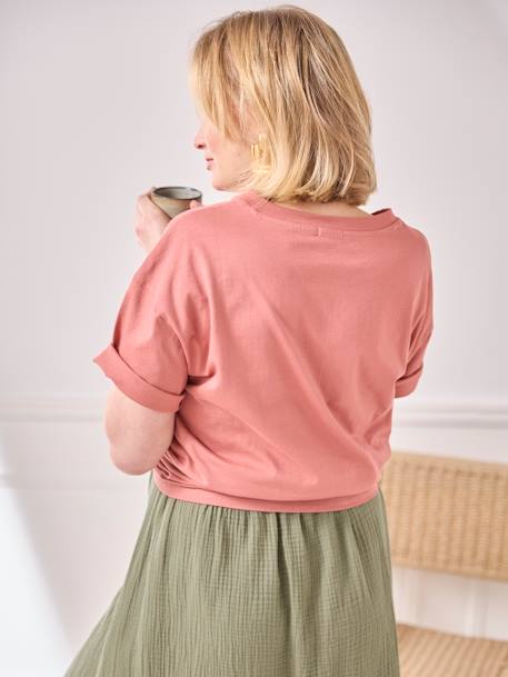 Umstands-T-Shirt mit Schriftzug Bio-Baumwolle - mintgrün+terrakotta farbe - 7