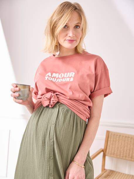 Umstands-T-Shirt mit Schriftzug Bio-Baumwolle - mintgrün+terrakotta farbe - 5