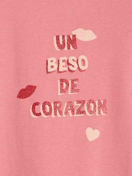 Mädchen T-Shirt, Message-Print BASIC Oeko-Tex - bonbon rosa+erdbeer+himmelblau+koralle+marine+rot+tannengrün+vanille+wollweiß - 6