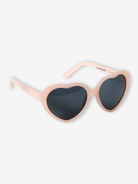 Mädchen Sonnenbrille in Herzform - hellbraun+rosa - 4