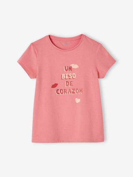 Mädchen T-Shirt, Message-Print BASIC Oeko-Tex - bonbon rosa+erdbeer+hellblau+himmelblau+koralle+marine+rot+tannengrün+vanille - 4