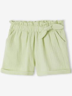 Maedchenkleidung-Shorts & Bermudas-Mädchen Paperbag-Shorts, Musselin