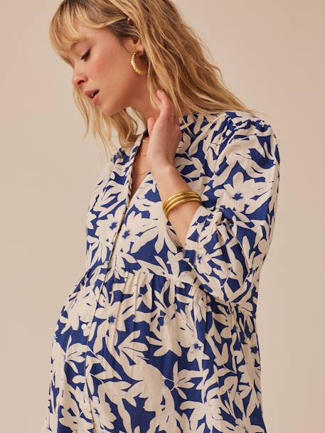 Langes Boho-Kleid für Schwangerschaft & Stillzeit ENVIE DE FRAISE - granatapfel+königsblau - 8