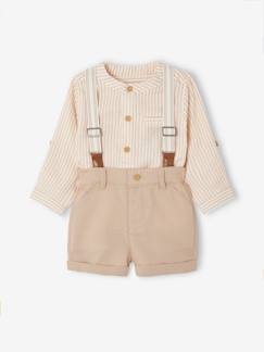 -Festliches Baby-Set: Hemd, Shorts & Hosenträger