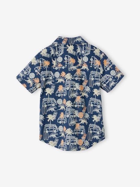 Jungen Hawaiihemd mit kurzen Ärmeln - blau bedruckt - 4