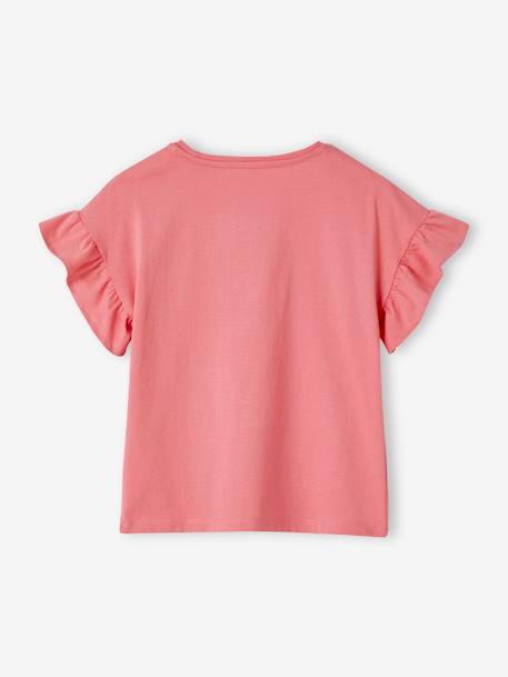 Mädchen T-Shirt mit Pailletten Oeko-Tex - erdbeer+mandarine+wollweiß - 2