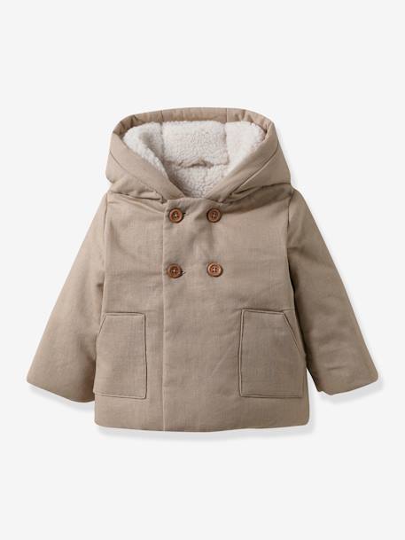 Wattierte Baby Jacke mit Leinen CYRILLUS - beige - 1