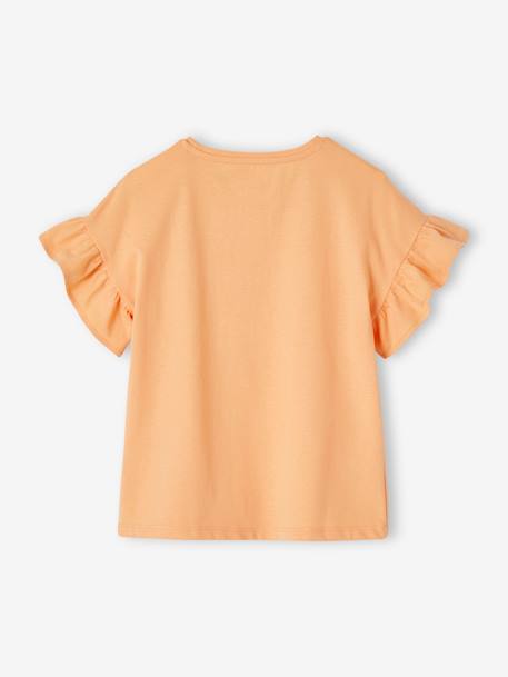 Mädchen T-Shirt mit Pailletten Oeko-Tex - erdbeer+mandarine+wollweiß - 7