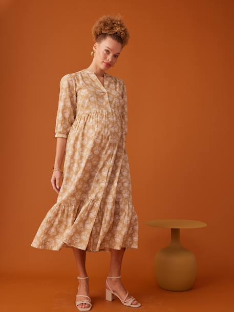 Langes Boho-Kleid für Schwangerschaft & Stillzeit ENVIE DE FRAISE - gelb - 1