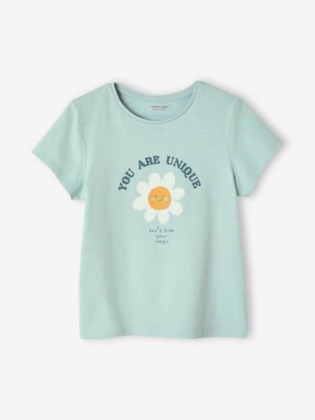 Mädchen T-Shirt, Message-Print BASIC Oeko-Tex - bonbon rosa+erdbeer+himmelblau+koralle+marine+rot+tannengrün+vanille+wollweiß - 7