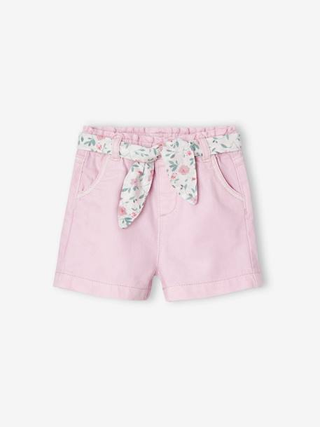 Mädchen Baby Paperbag-Shorts mit Gürtel - lila - 2