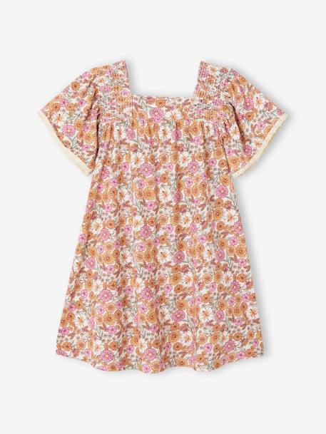 Mädchen Kleid mit Schmetterlingsärmeln Oeko-Tex - rosa aprikose - 1