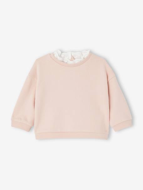 Mädchen Baby Sweatshirt mit Kragen - pudrig rosa - 1