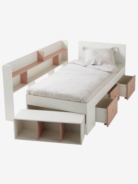 Kinderbett BASEO mit Schubladen - rosa nude+weiß+weiß/blau+weiß/rosa - 3