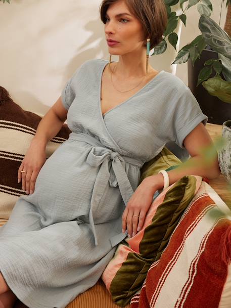 Kleid für Schwangerschaft & Stillzeit ENVIE DE FRAISE Bio-Baumwolle - salbeigrün - 5