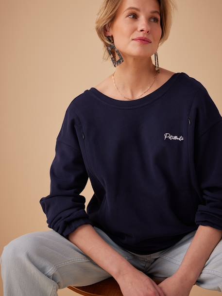 Sweatshirt für Schwangerschaft & Stillzeit ENVIE DE FRAISE, Bio-Baumwolle - marine - 1