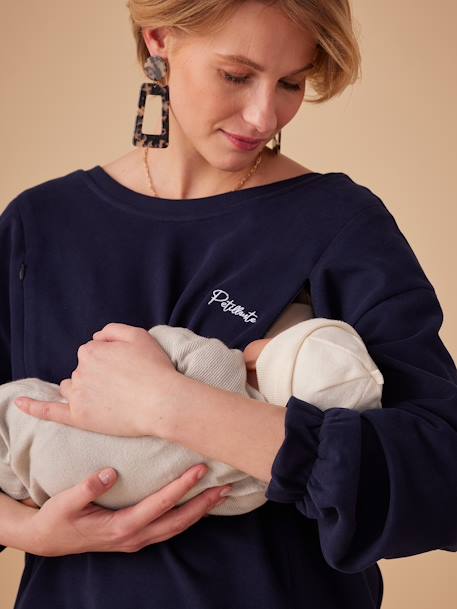 Sweatshirt für Schwangerschaft & Stillzeit ENVIE DE FRAISE, Bio-Baumwolle - marine - 3