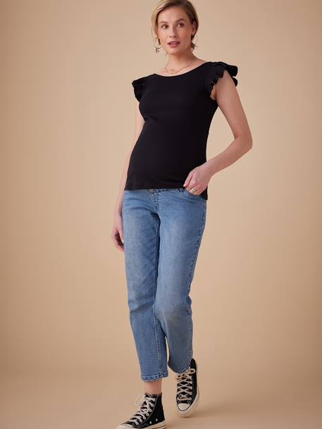 Umstands-Shirt mit Volantärmeln ENVIE DE FRAISE Oeko-Tex - khaki+schwarz - 7