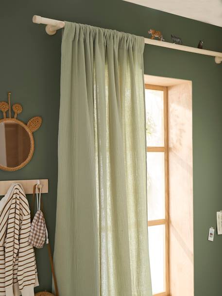 Kinderzimmer Vorhang aus Musselin, Tunnelzug - blaugrau+grün+hellbeige+zartrosa - 7