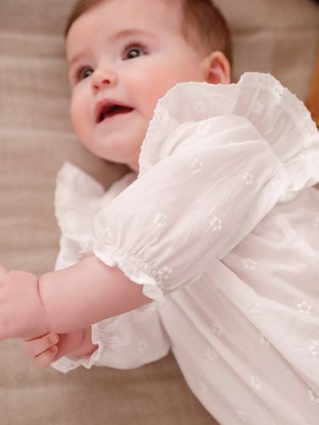 Mädchen Baby Bluse mit langen Ärmeln - weiß - 1