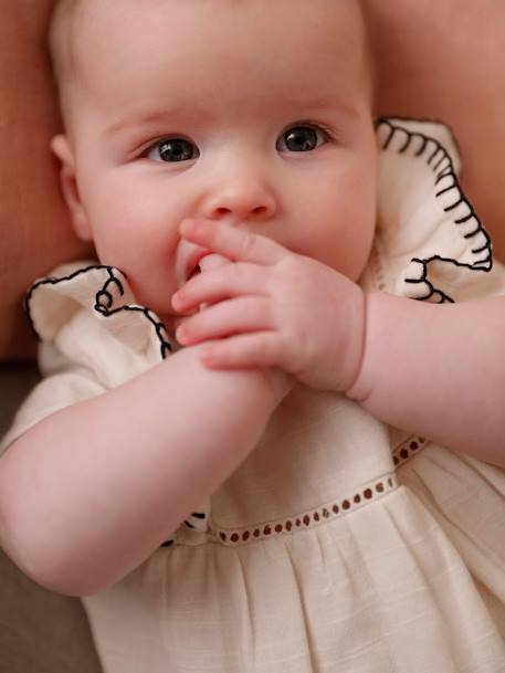 Baby Kleid aus Musselin - wollweiß - 1