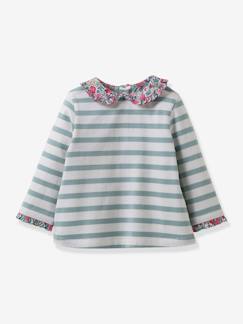 Jungenkleidung-Shirts, Poloshirts & Rollkragenpullover-Rollkragenpullover-Baby Ringelshirt mit Liberty-Details CYRILLUS, Bio-Baumwolle