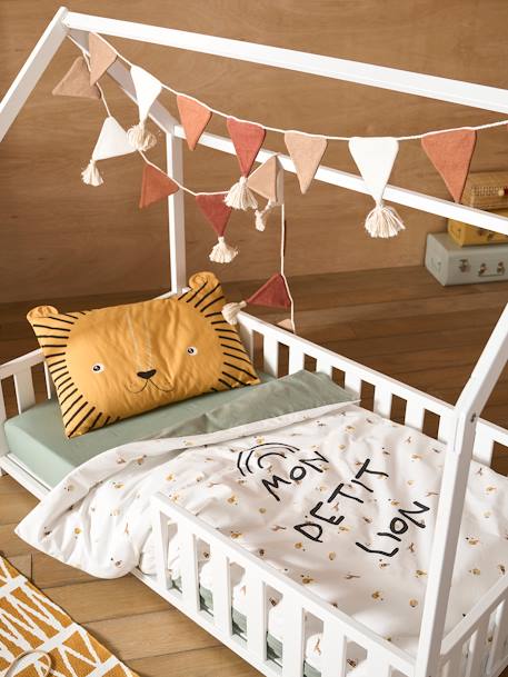 Baby Bettbezug ohne Kissenbezug TANSANIA, wendbar Oeko-Tex - wollweiß bedruckt/grün - 4