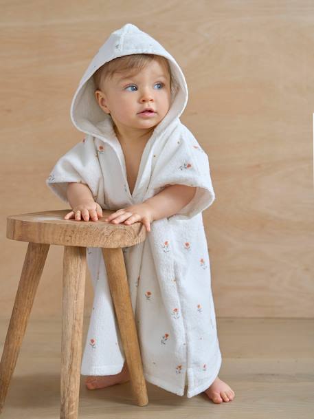Baby Badeponcho GIVERNY mit Recycling-Baumwolle, personalisierbar - weiß bedruckt - 1
