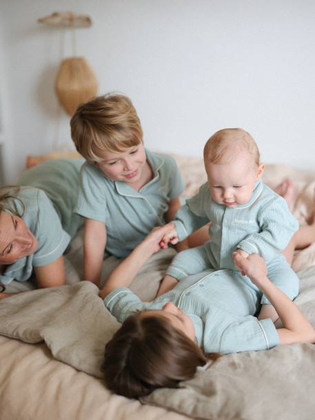 Capsule Bonne nuit: Baby Schlafanzug aus Musselin, personalisierbar - salbeigrün - 4