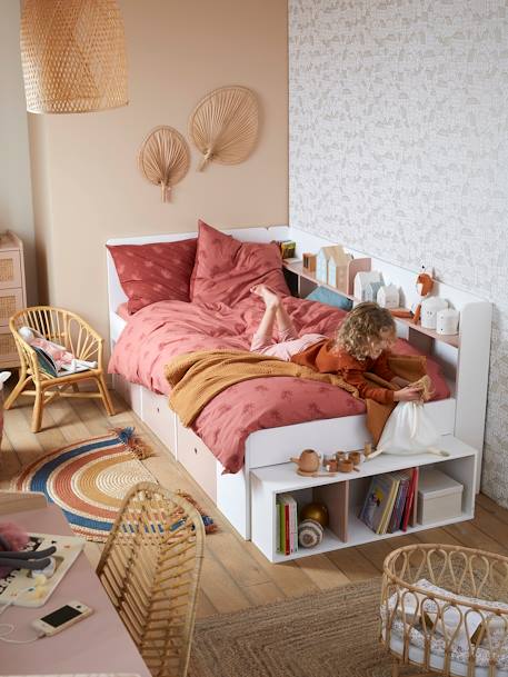 Kinderbett BASEO mit Schubladen - rosa nude+weiß+weiß/blau+weiß/rosa - 6