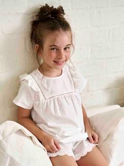 -Mädchen Sommer-Schlafanzug mit Lochstickerei