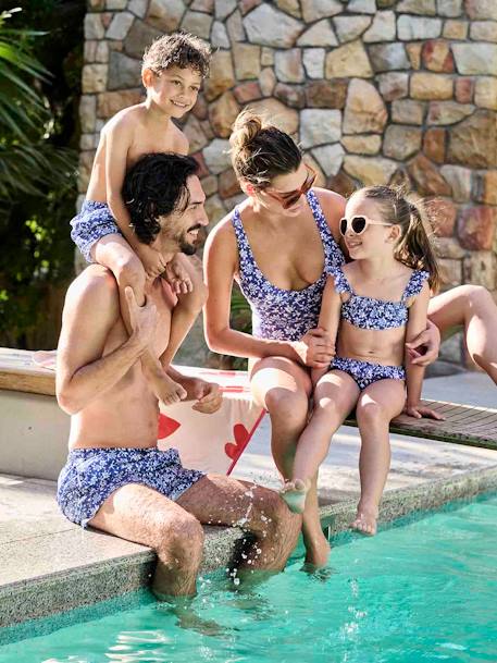 Capsule Bademode Team Familie: Mädchen Bikini Oeko-Tex - blau/weiß geblümt - 1