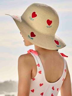 Maedchenkleidung-Accessoires-Hüte-Mädchen Strohhut mit Herzen