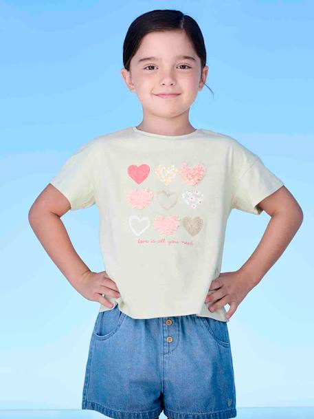 Mädchen T-Shirt mit Rüschenmotiv - aprikose+himmelblau+mandelgrün+marine gestreift+tinte - 7