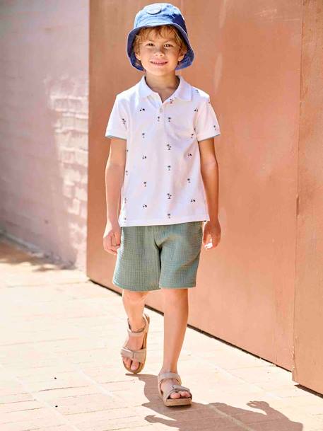 Jungen Shorts aus Musselin - elektrisch blau+grün - 5