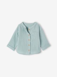 Babymode-Hemden & Blusen-Baby Hemd mit Stehkragen aus Musselin, personalisierbar