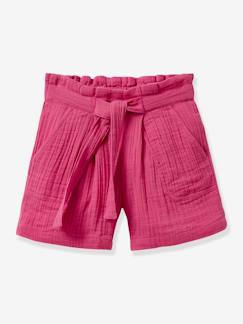 Maedchenkleidung-Shorts & Bermudas-Mädchen Shorts mit Stoffgürtel, Musselin CYRILLUS