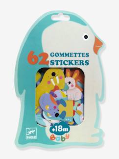Spielzeug-Kreativität-Sticker, Collagen & Knetmasse-62 Kinder Tiersticker aus Gummi DJECO
