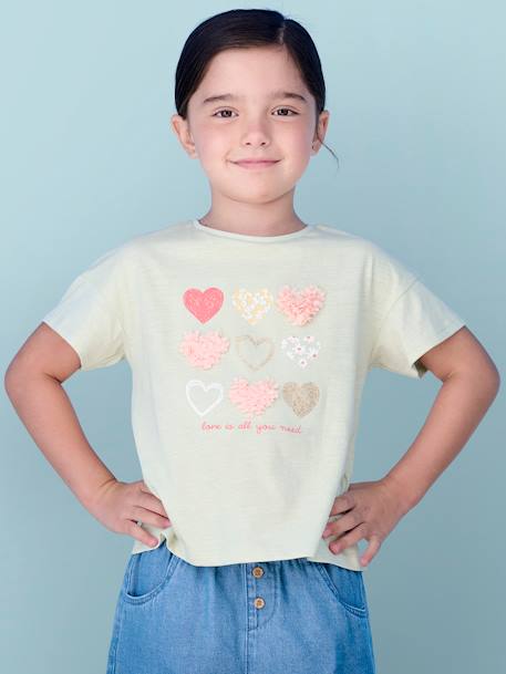 Mädchen T-Shirt mit Rüschenmotiv - aprikose+himmelblau+mandelgrün+marine gestreift+tinte - 7
