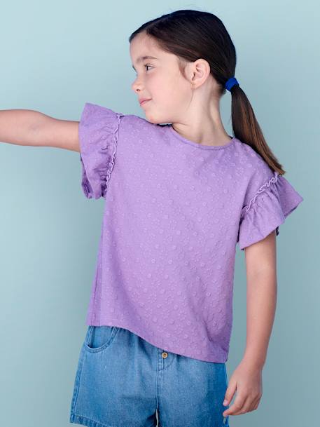 Mädchen T-Shirt mit Volantärmeln Oeko-Tex - violett - 1